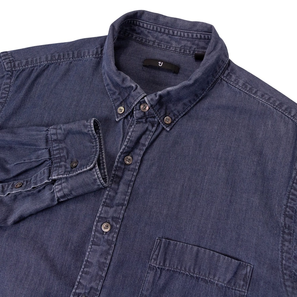 Uniqlo +J Jil‎ Sander Mens Large Indigo Chambray Denim Shirt 331-136416